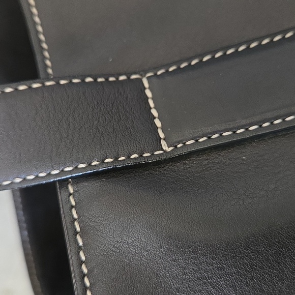 Coach Bleeker Black Leather Contrast Stitch Tote Bag - Picture 16 of 17